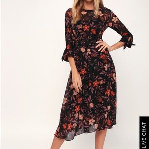 Long Sleeve Black Floral Dress